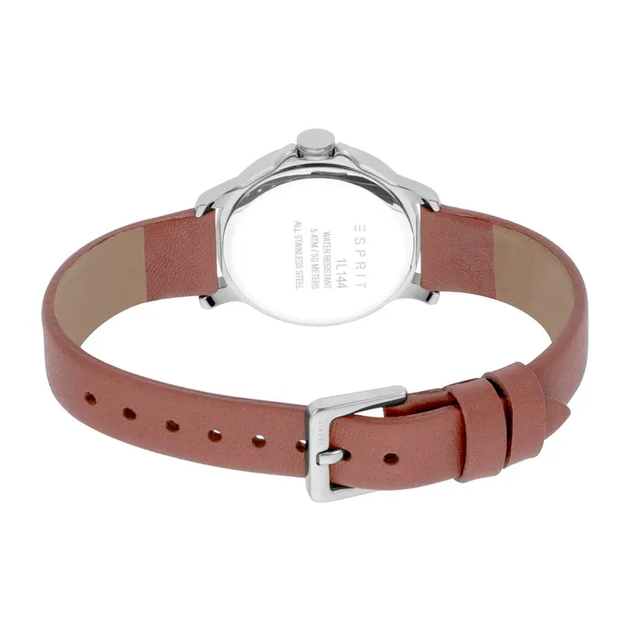 Watches Esprit Esprit Ladies Watch Old Rose Leather Strap With Silver Color Case Stone Inside The Dial Watches Esprit Esprit Ladies Watch Old Rose Leather Strap With Silver Color Case Stone Inside The Dial