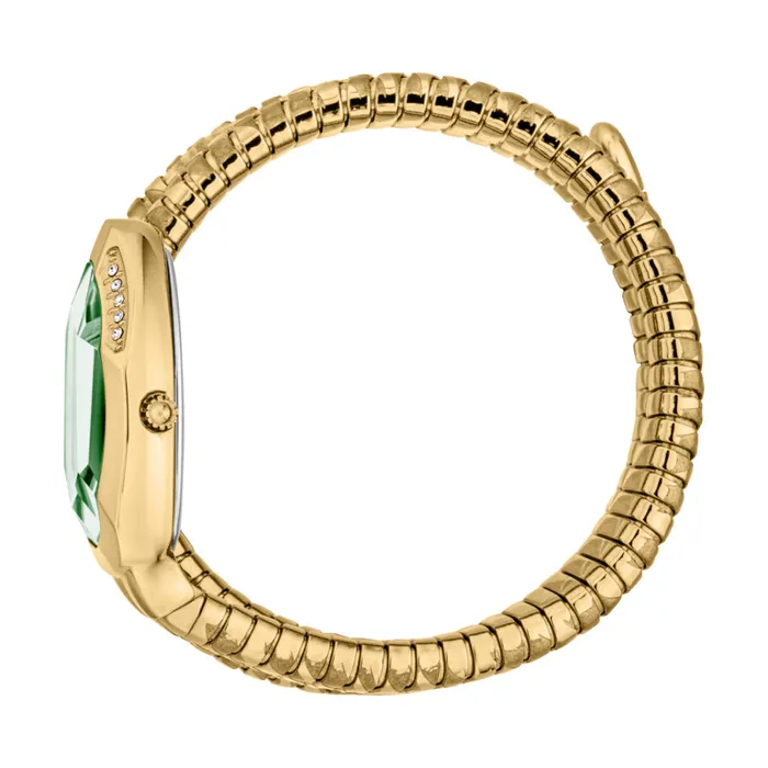 Watches Just Cavalli Just Cavalli Snake Shape Womens Gold Watch with Dark Green Dial