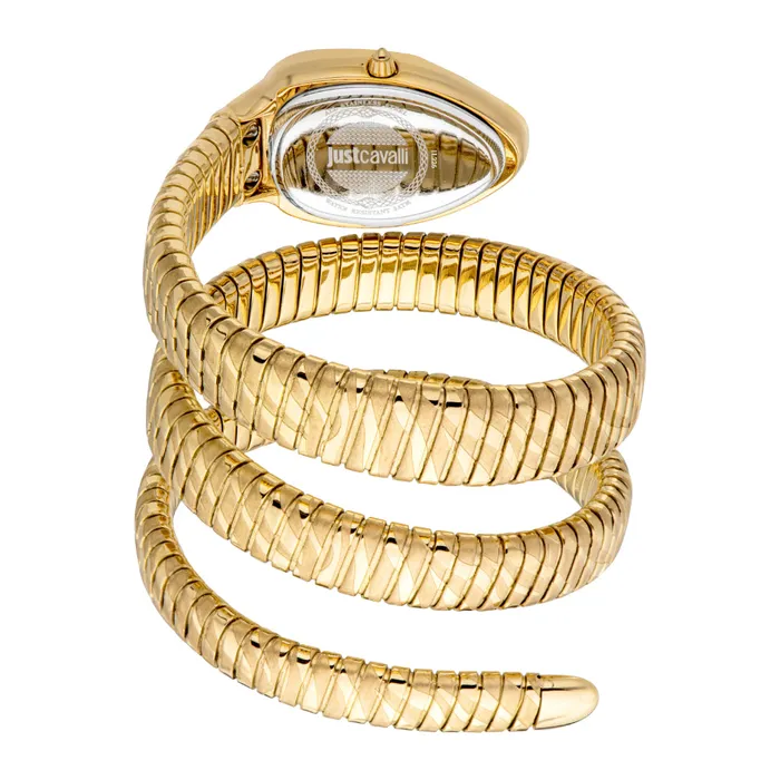 Watches Just Cavalli Just Cavalli Snake Shape Womens Gold Watch with Dark Green Dial