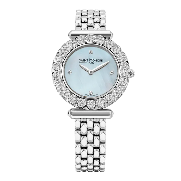 Watches Saint Honore Saint Honore Gala Womens White MOP Silver Diamond Watch Watches Saint Honore Saint Honore Gala Womens White MOP Silver Diamond Watch