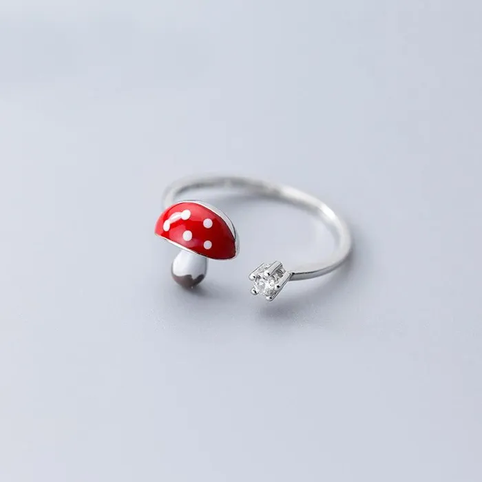 WickedAF S925 Sterling Silver Mushroom Ring Rings