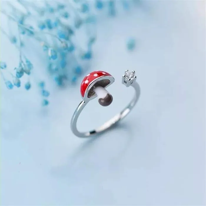 WickedAF S925 Sterling Silver Mushroom Ring Rings