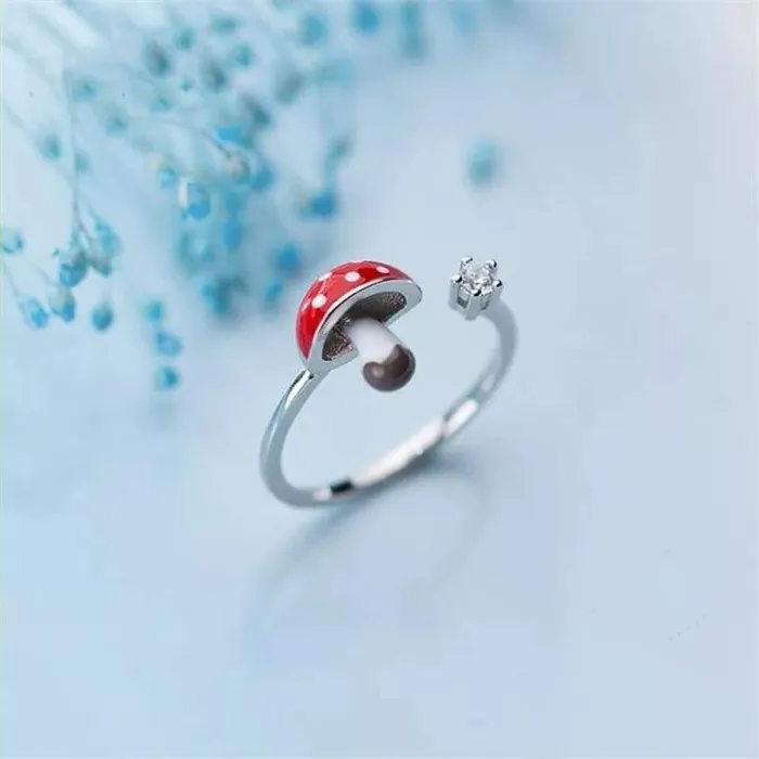 WickedAF S925 Sterling Silver Mushroom Ring Rings