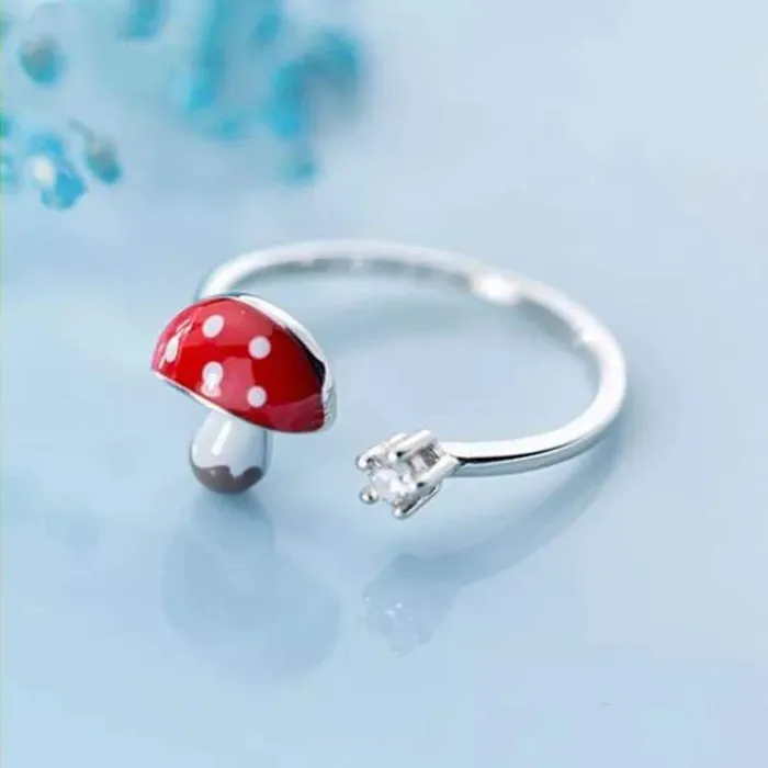 WickedAF S925 Sterling Silver Mushroom Ring Rings