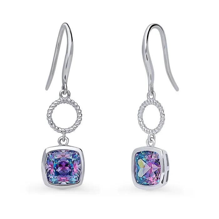 Woven Open Circle Purple Aqua CZ Set in Sterling Silver BERRICLE Rings