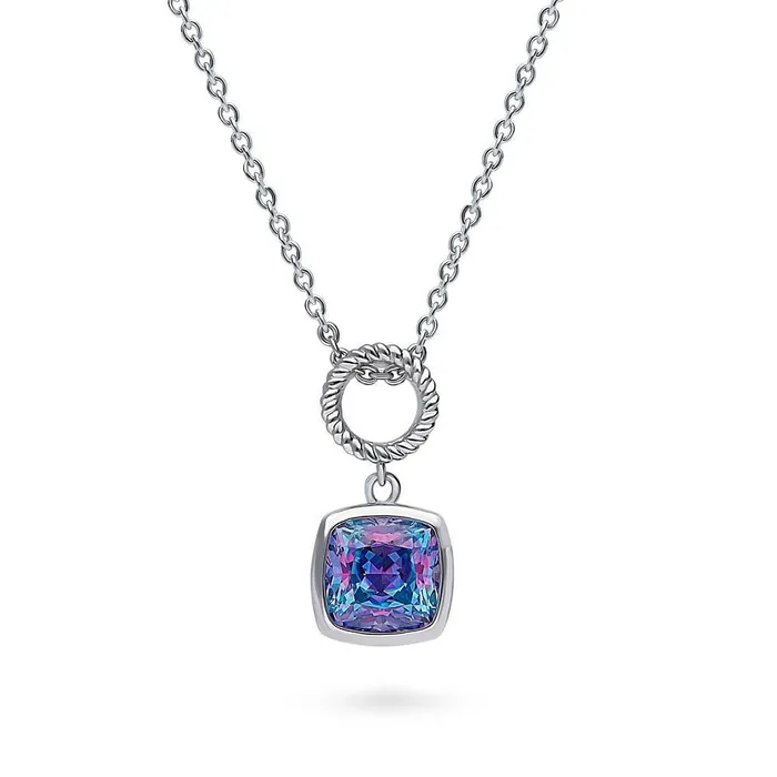 Woven Open Circle Purple Aqua CZ Set in Sterling Silver BERRICLE Rings