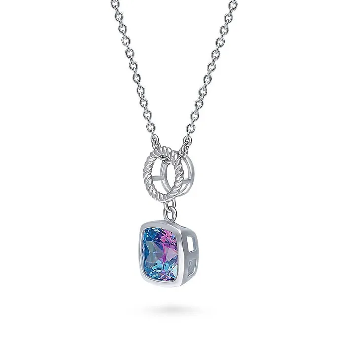 Woven Open Circle Purple Aqua CZ Set in Sterling Silver BERRICLE Rings