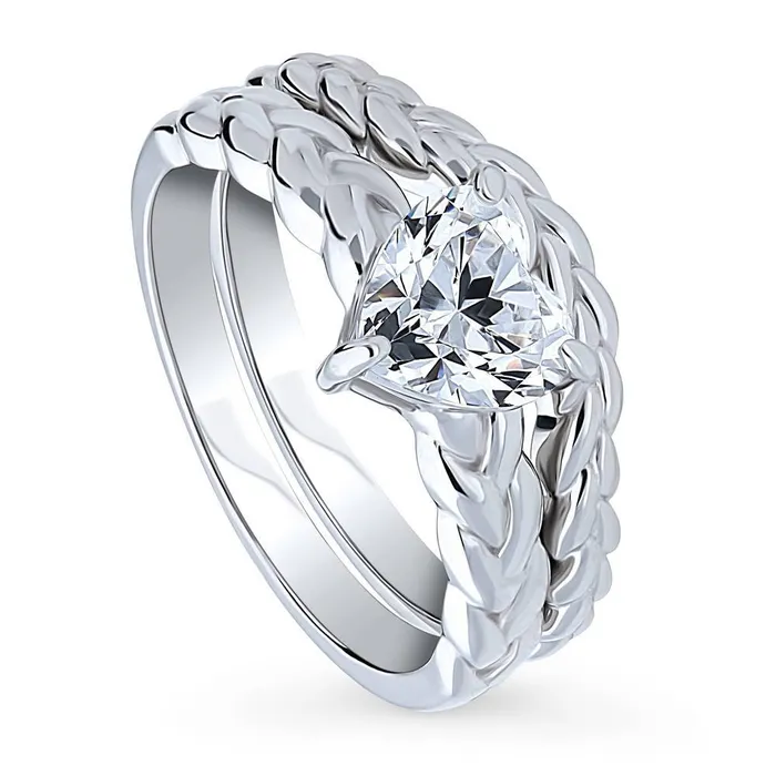 Woven Solitaire 11ct CZ Ring Set in Sterling Silver BERRICLE Rings