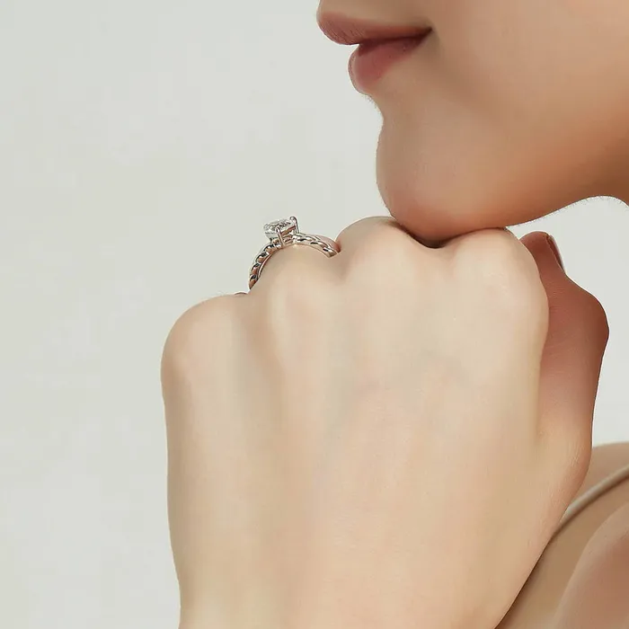 Woven Solitaire 11ct CZ Ring Set in Sterling Silver BERRICLE Rings