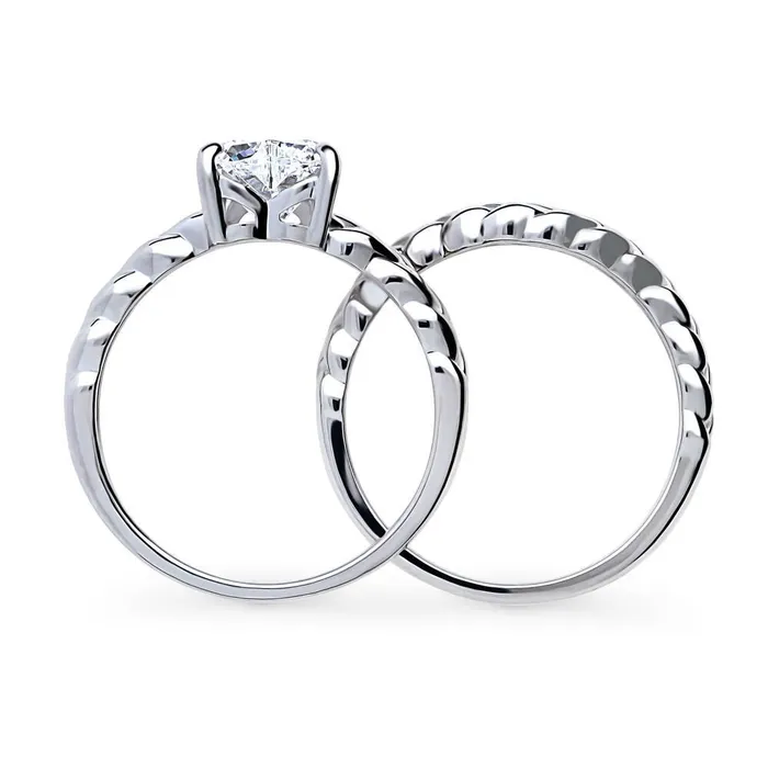 Woven Solitaire 11ct CZ Ring Set in Sterling Silver BERRICLE Rings